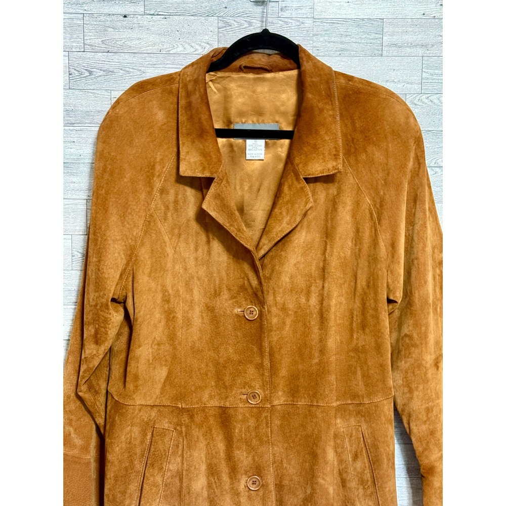 Clifford & Wills Womens 16 Brown Suede Leather Trench Coat Bell Sleeve Boho 90s - Picture 4 of 13